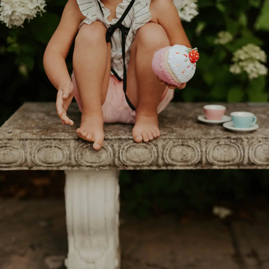 Organic Crocheted Sweets Rattle | Friendly Pink Cupcake