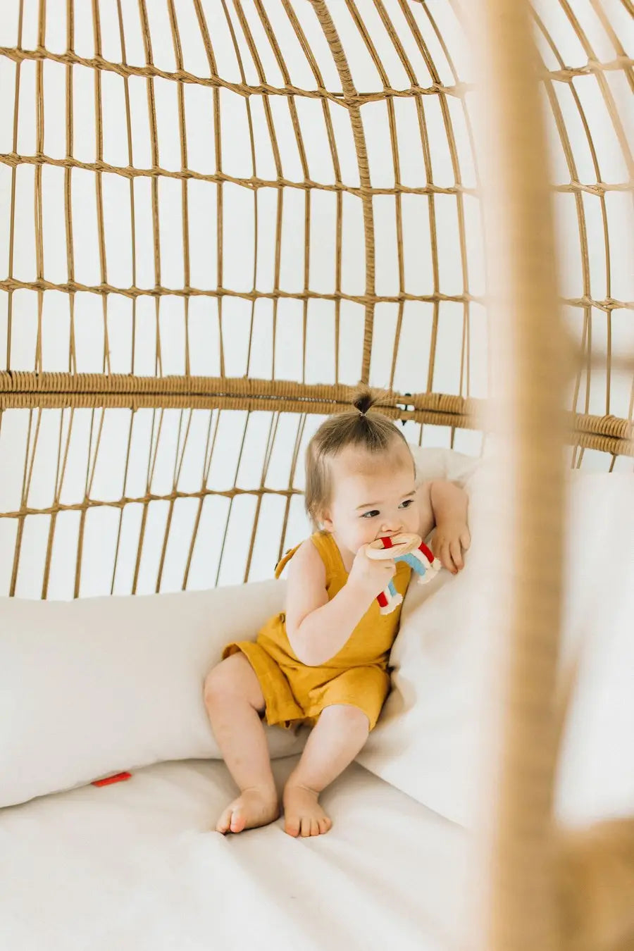 Rainbow Macrame Teether | Brick + Blue