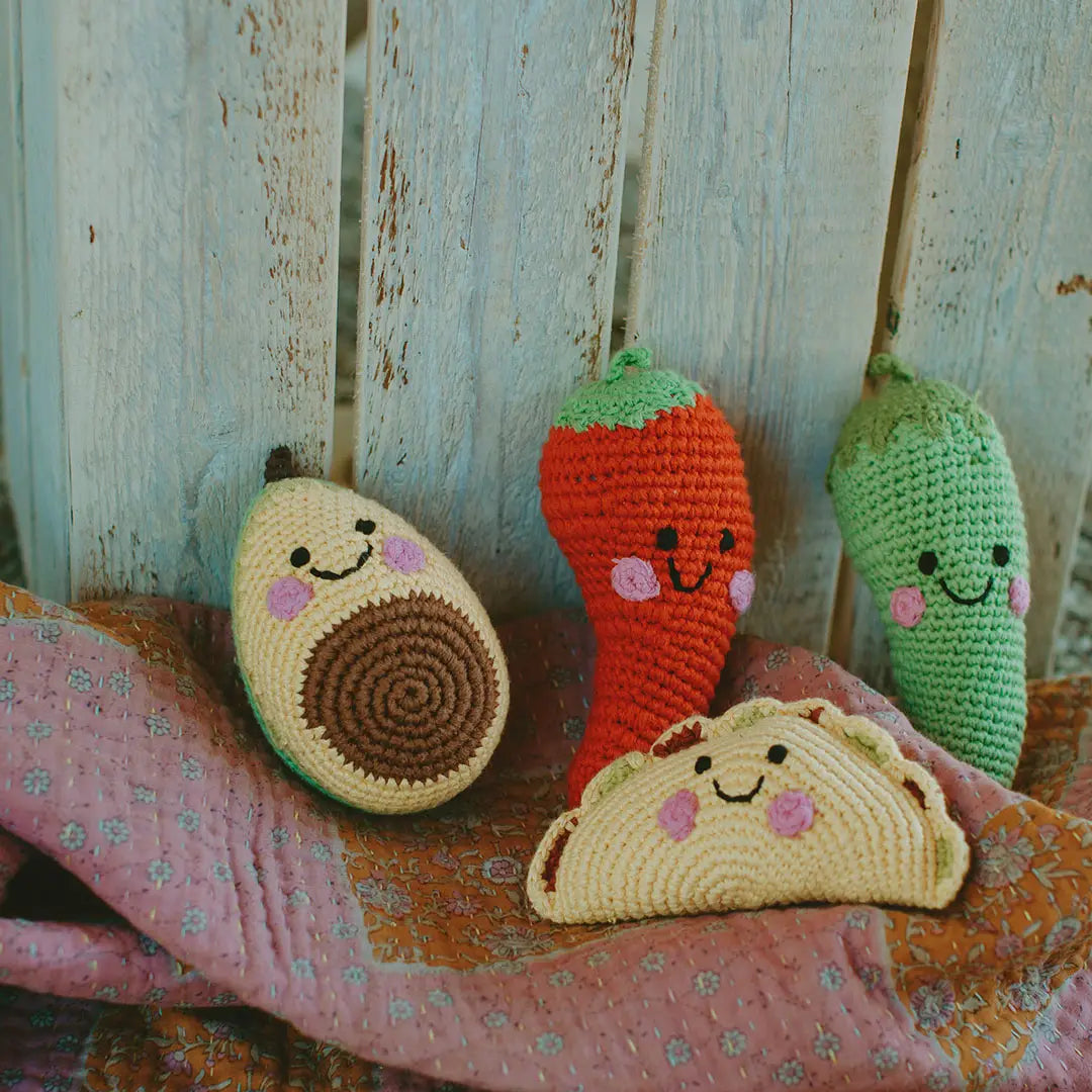 Organic Crocheted Fruit Rattle | Friendly Avocado