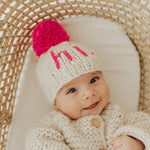 Load image into Gallery viewer, hi. Neon Pink Pom Pom Beanie Hat
