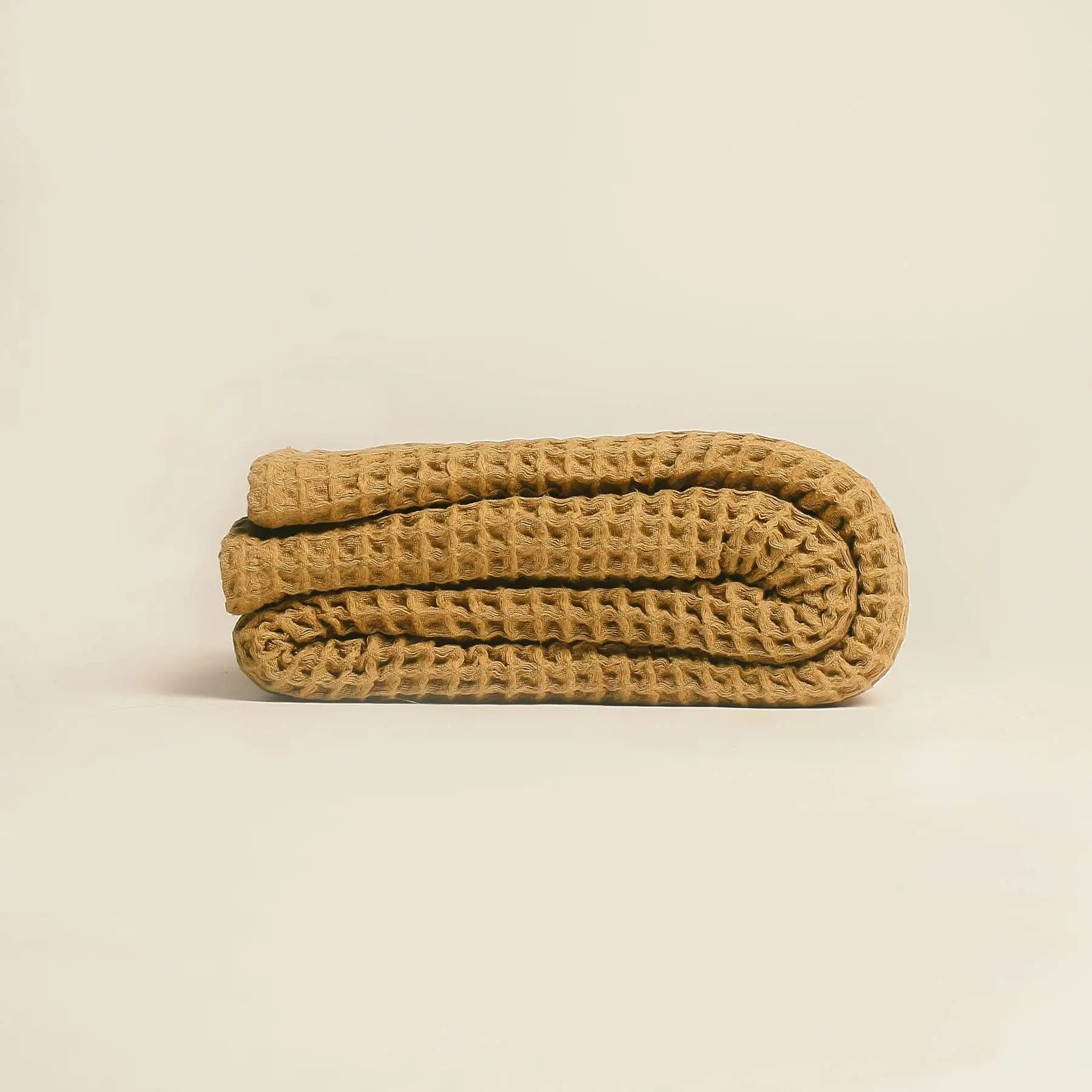 Organic Weightless Waffle Throw Blanket | Dijon