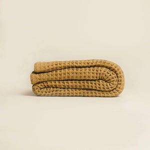 Organic Weightless Waffle Throw Blanket | Dijon
