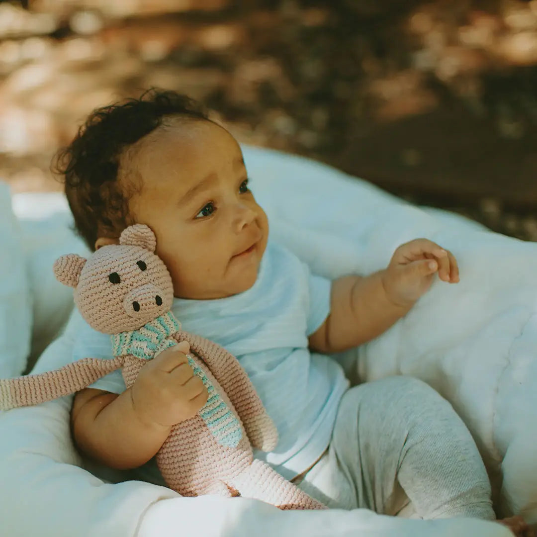 Organic Crocheted Rattle Toy | Pig