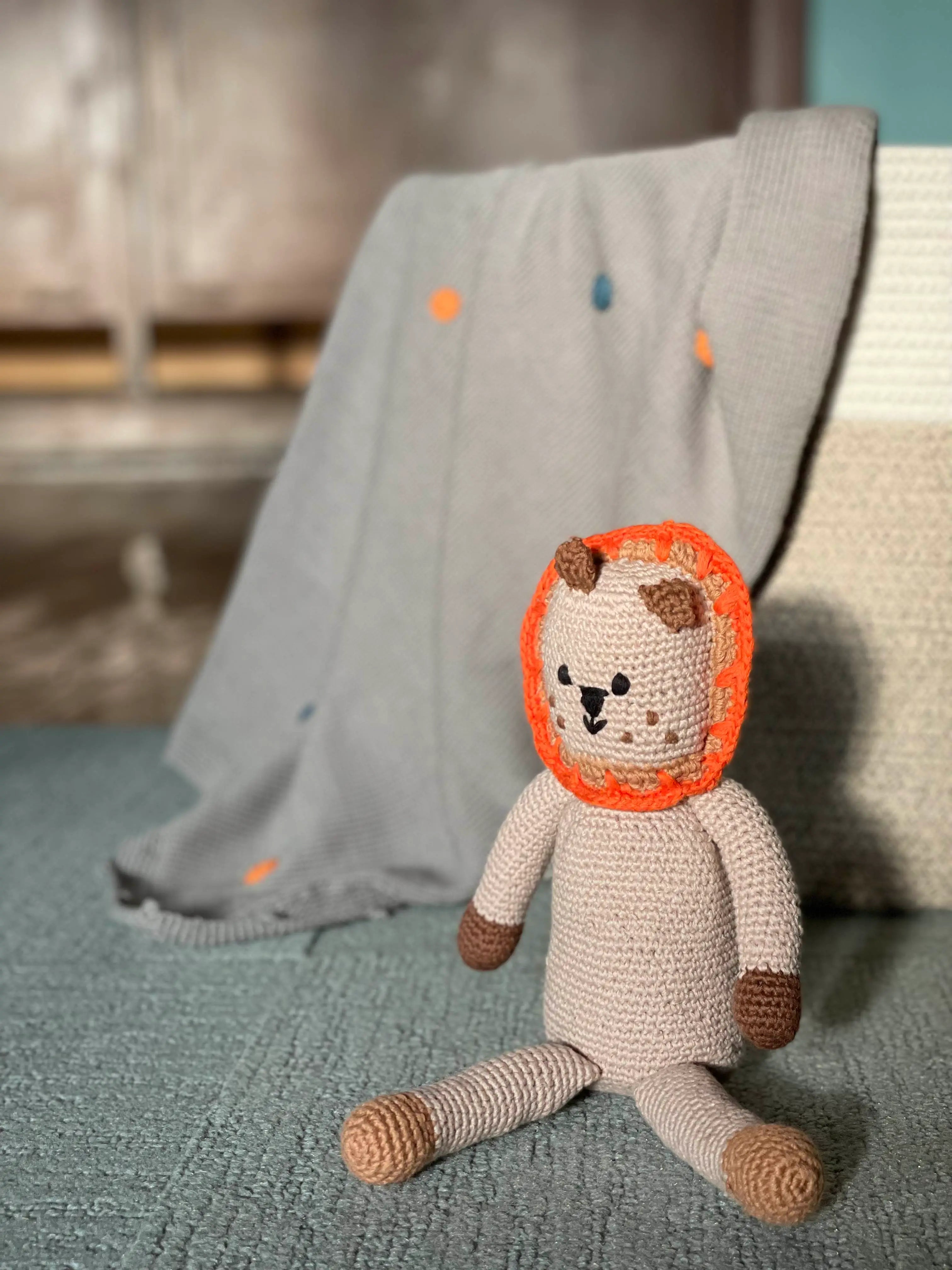 Organic Crocheted Rattle Toy | Lion