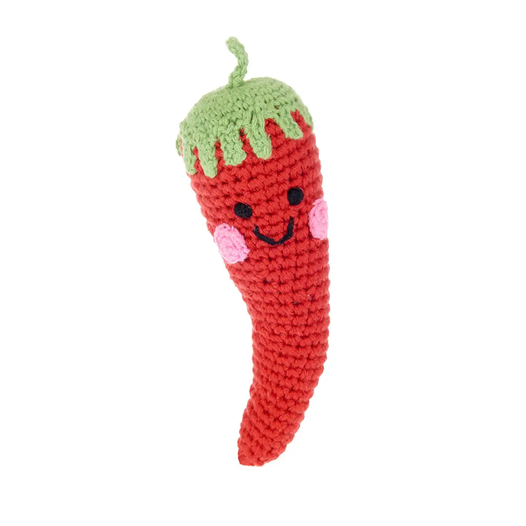 Organic Crocheted Veggie Rattle | Friendly Chili