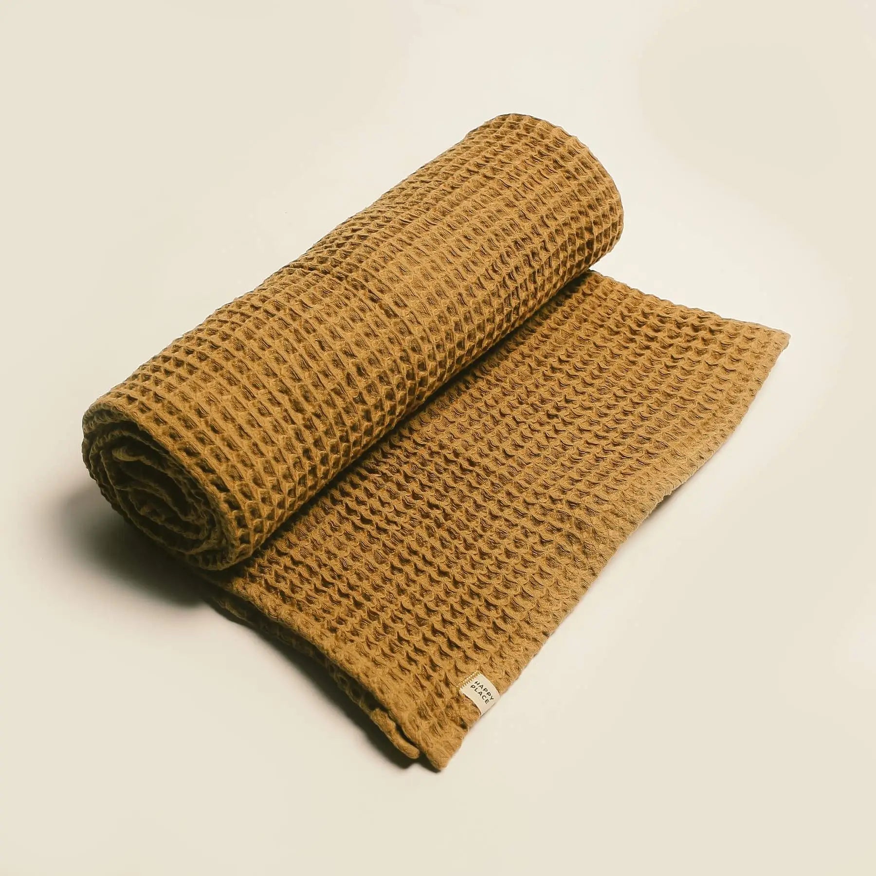 Organic Weightless Waffle Throw Blanket | Dijon