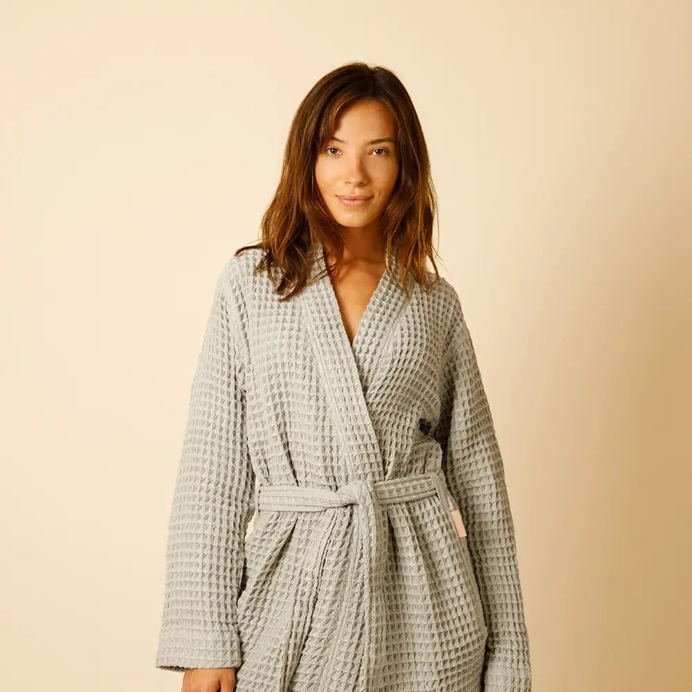 The Organic Weightless Waffle Robe - Aloe