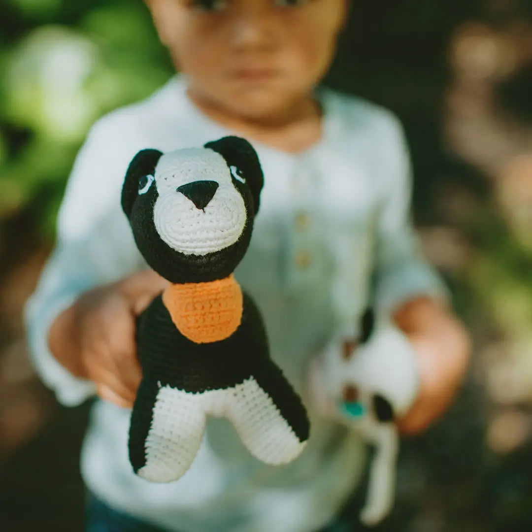 Organic Crocheted Rattle Toy | Sheep Dog