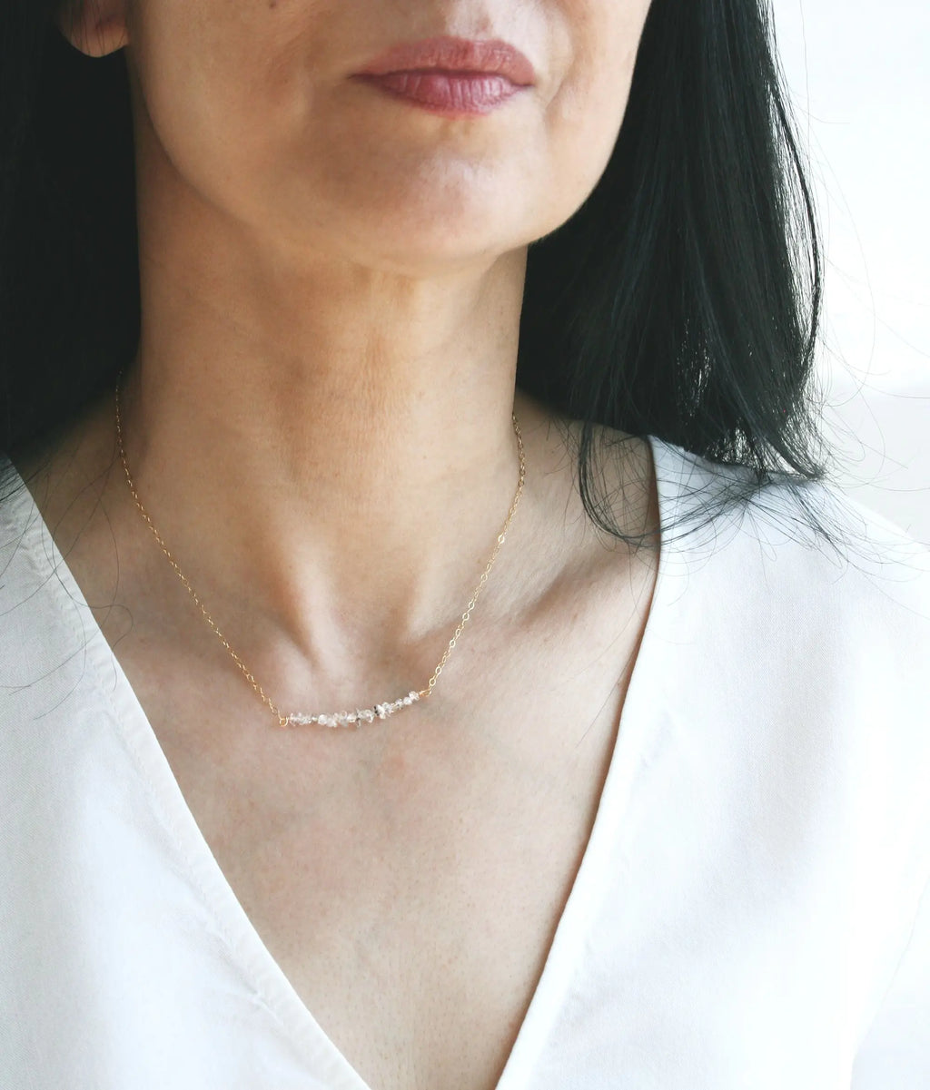 Herkimer Diamond Bar Necklace
