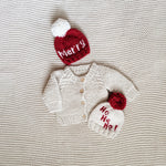 Load image into Gallery viewer, Ho Ho Ho Hand Knit Pom Pom Beanie Hat
