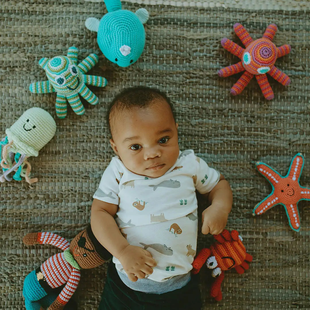 Organic Crocheted Rattle Toy | Jellyfish