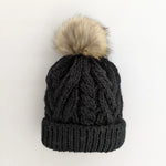 Load image into Gallery viewer, Black Pop Hand Knit Pom Pom Beanie Hat
