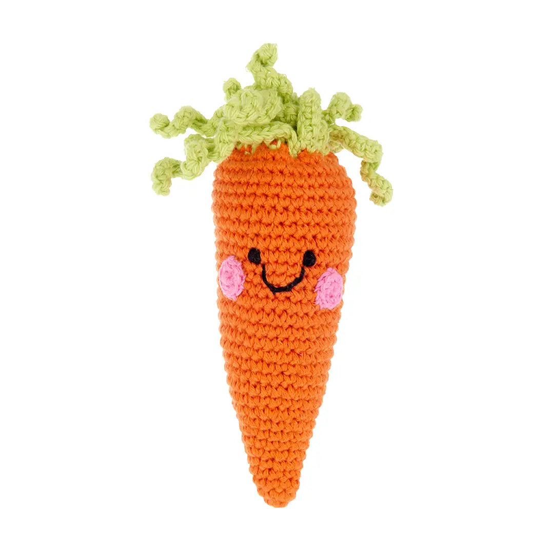 Organic Crocheted Veggie Rattle | Friendly Carrot