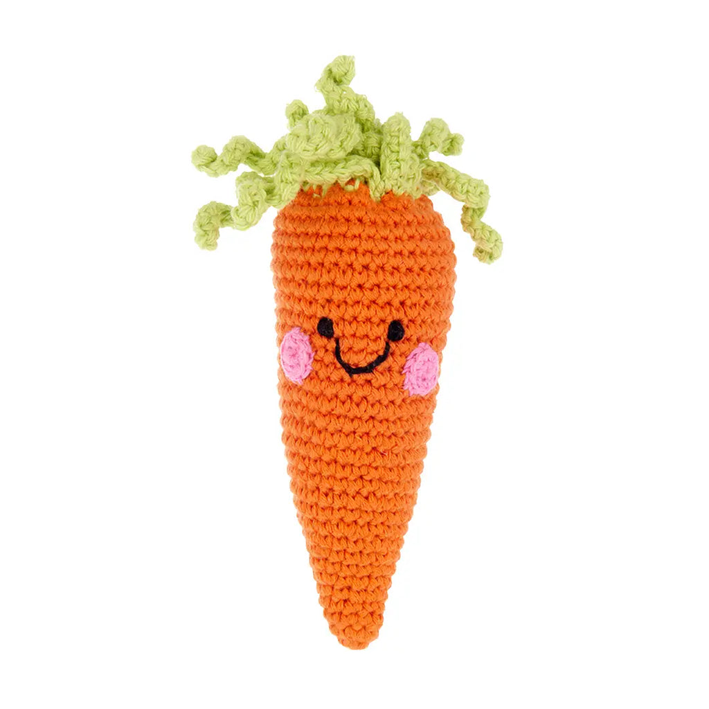 Organic Crocheted Veggie Rattle | Friendly Carrot
