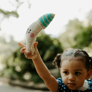 Organic Crocheted Nature Rattle | Friendly Moon