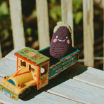 Load image into Gallery viewer, Organic Crocheted Veggie Rattle | Friendly Eggplant
