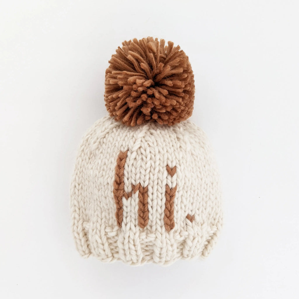 hi. Pecan Pom Pom Beanie Hat