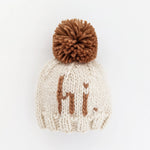 Load image into Gallery viewer, hi. Pecan Pom Pom Beanie Hat
