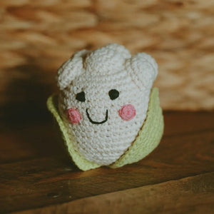 Organic Crocheted Veggie Rattle | Friendly Cauliflower