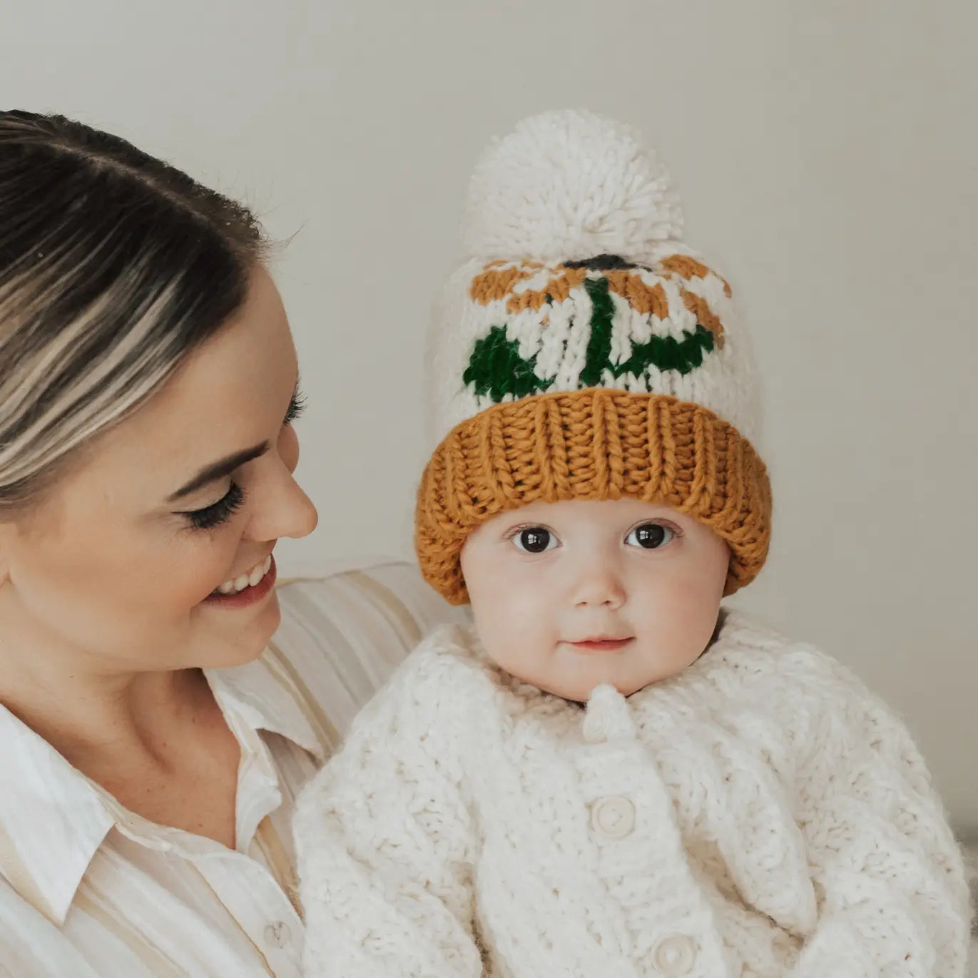 Coneflower Gold Pom Pom Beanie Hat