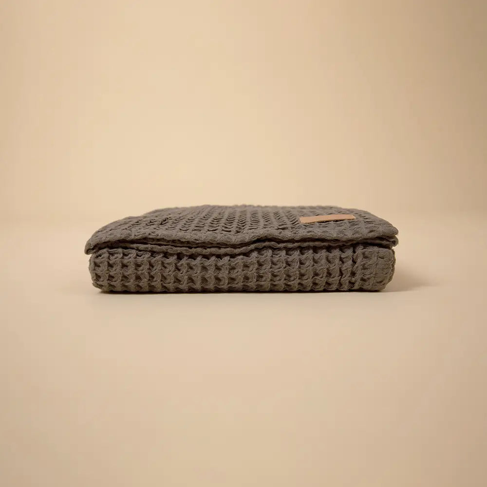 Organic Weightless Waffle Throw Blanket | Coal
