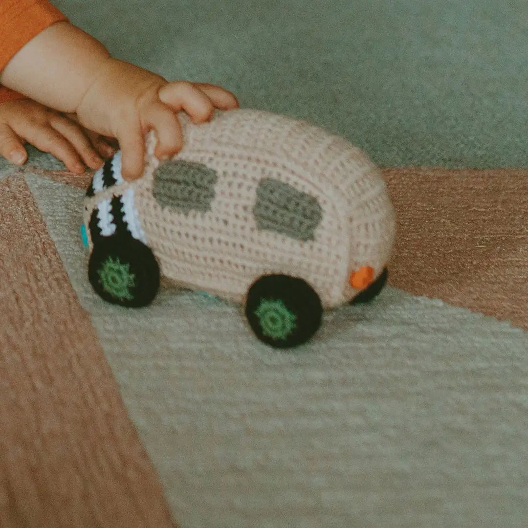 Organic Crocheted Rattle Toy | Safari Jeep