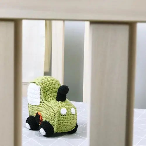 Organic Crocheted Rattle Toy | Tractor