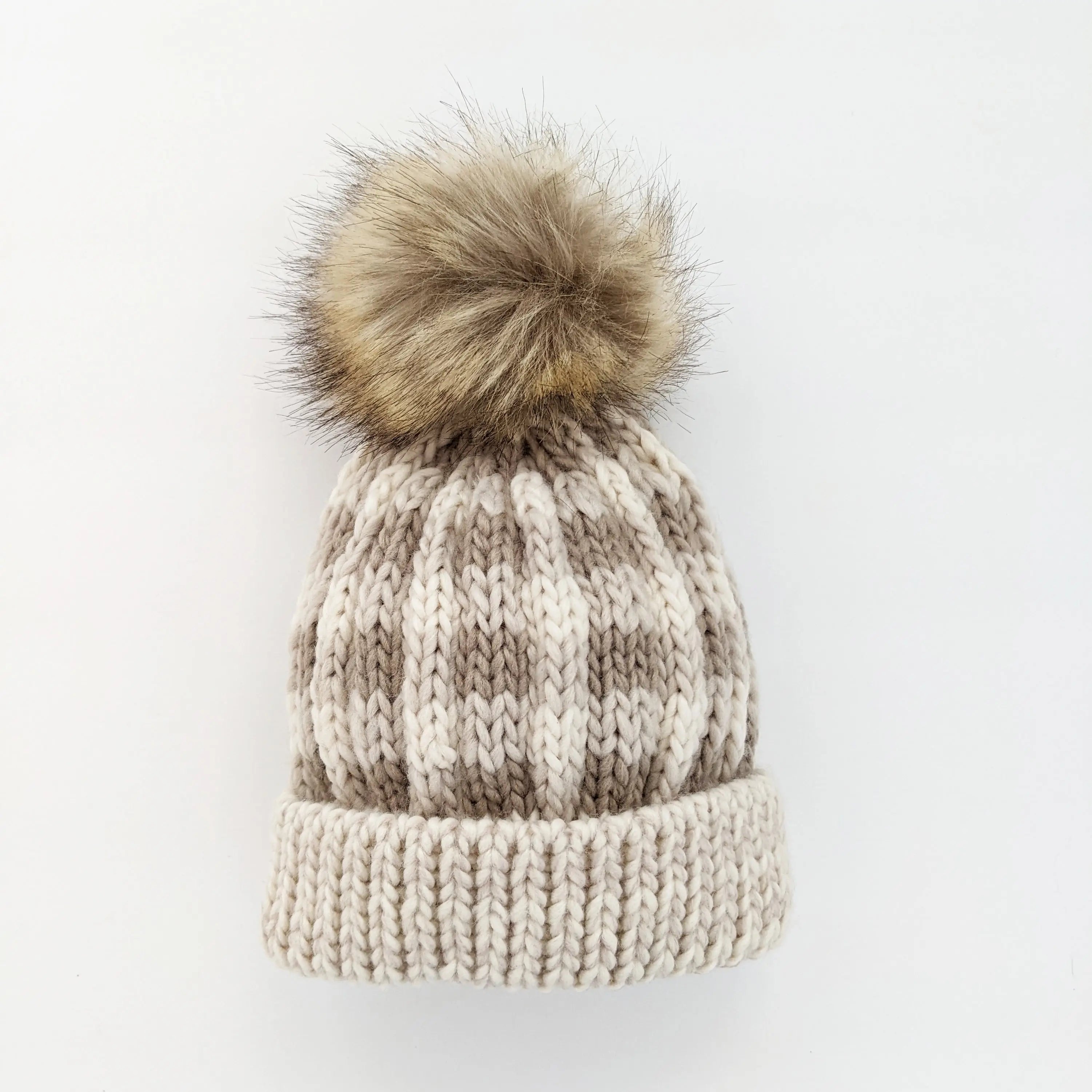 Pebble Buffalo Check Pom Pom Beanie Hat