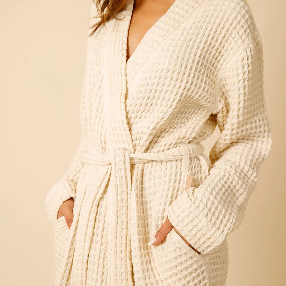 The Organic Weightless Waffle Robe - Wheat