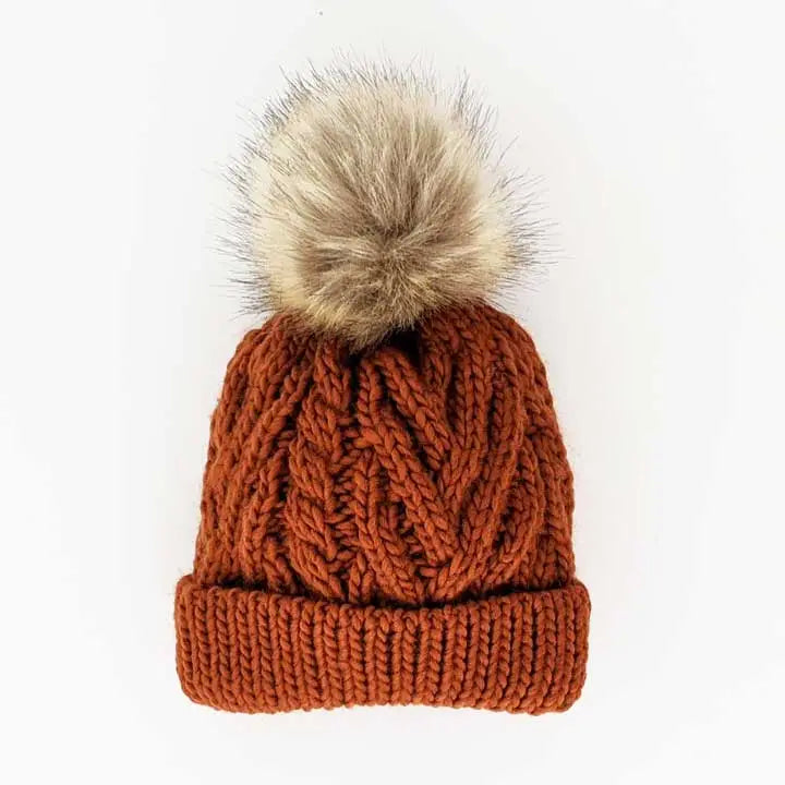 Chili Pop Hand Knit Pom Pom Beanie Hat
