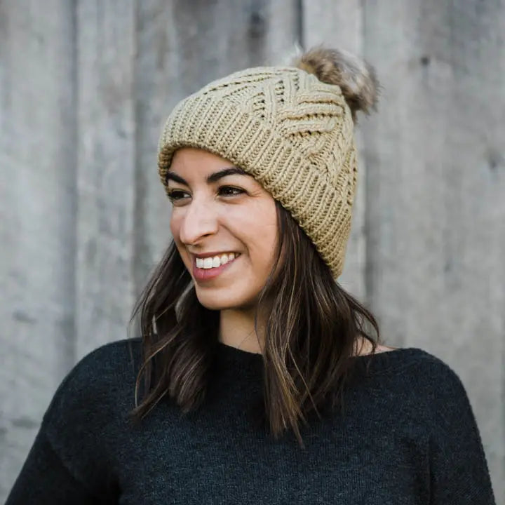 Birch Pop Hand Knit Pom Pom Beanie Hat