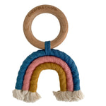 Load image into Gallery viewer, Rainbow Macrame Teether | Teal + Rose

