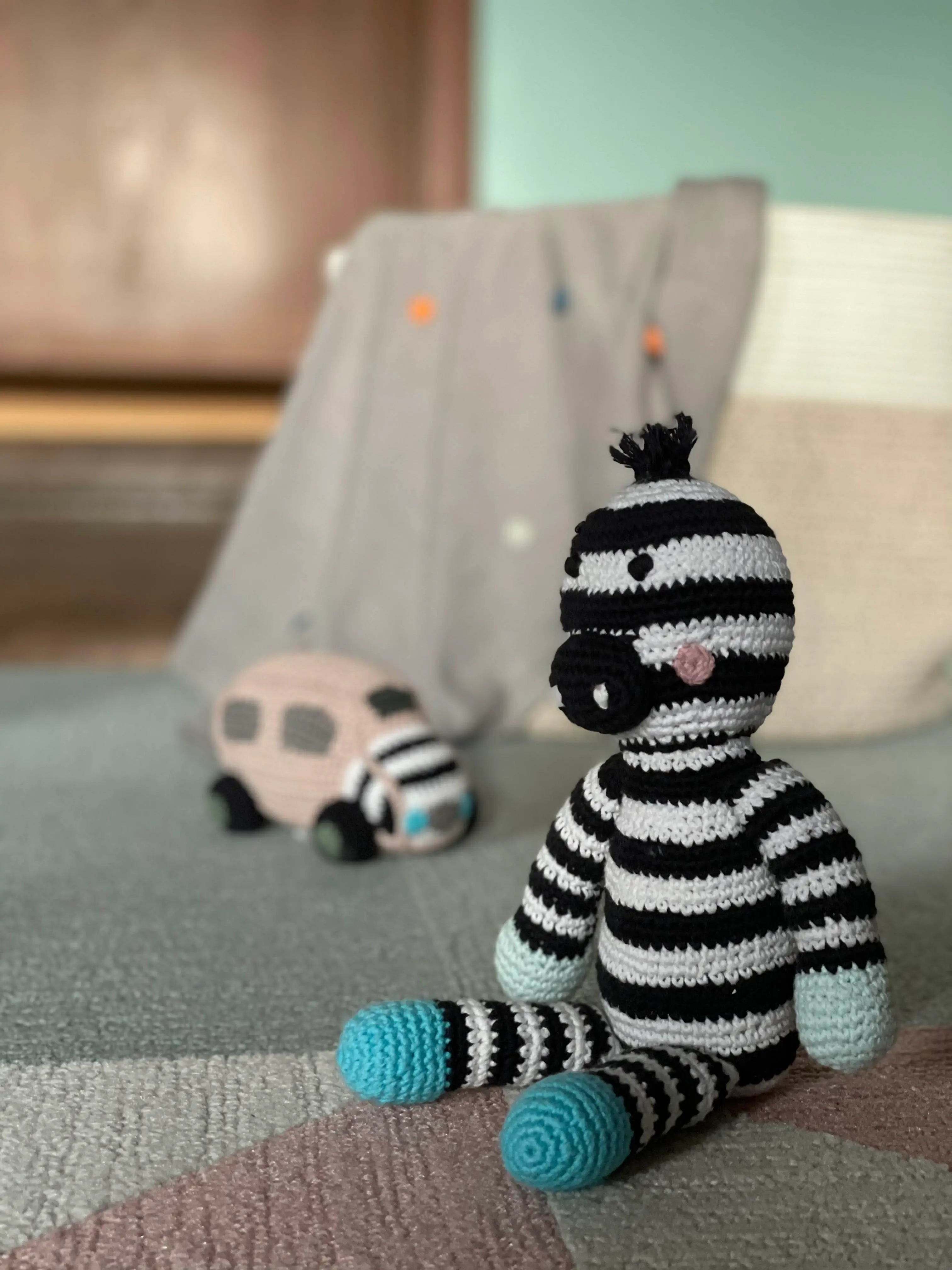 Organic Crocheted Rattle Toy | Zebra