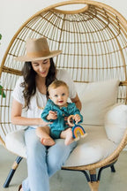 Rainbow Macrame Teether | Teal + Rose