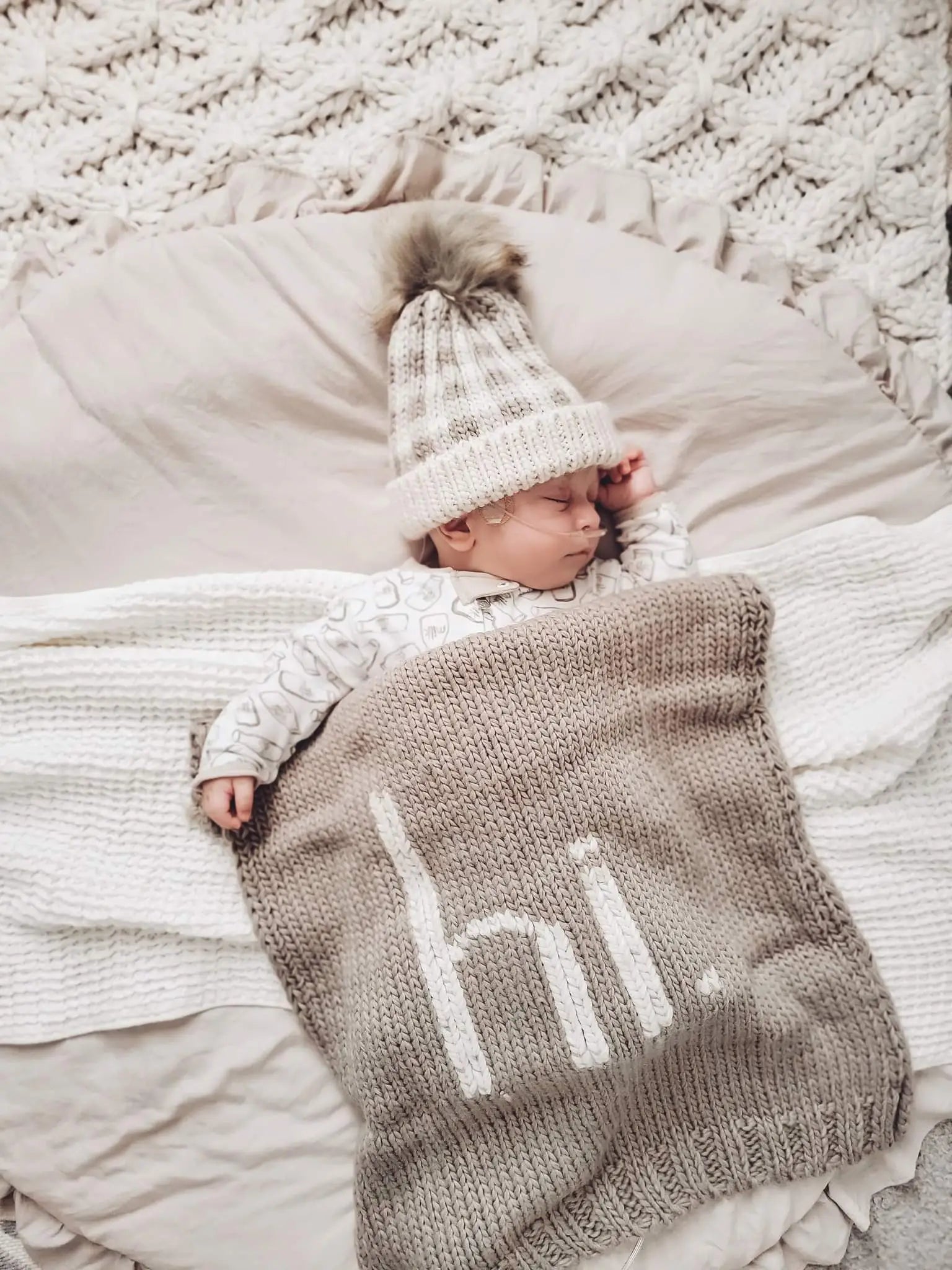Pebble Buffalo Check Pom Pom Beanie Hat