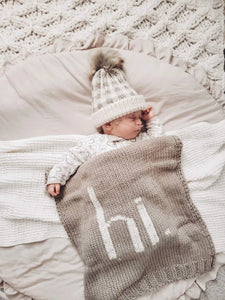 Pebble Buffalo Check Pom Pom Beanie Hat