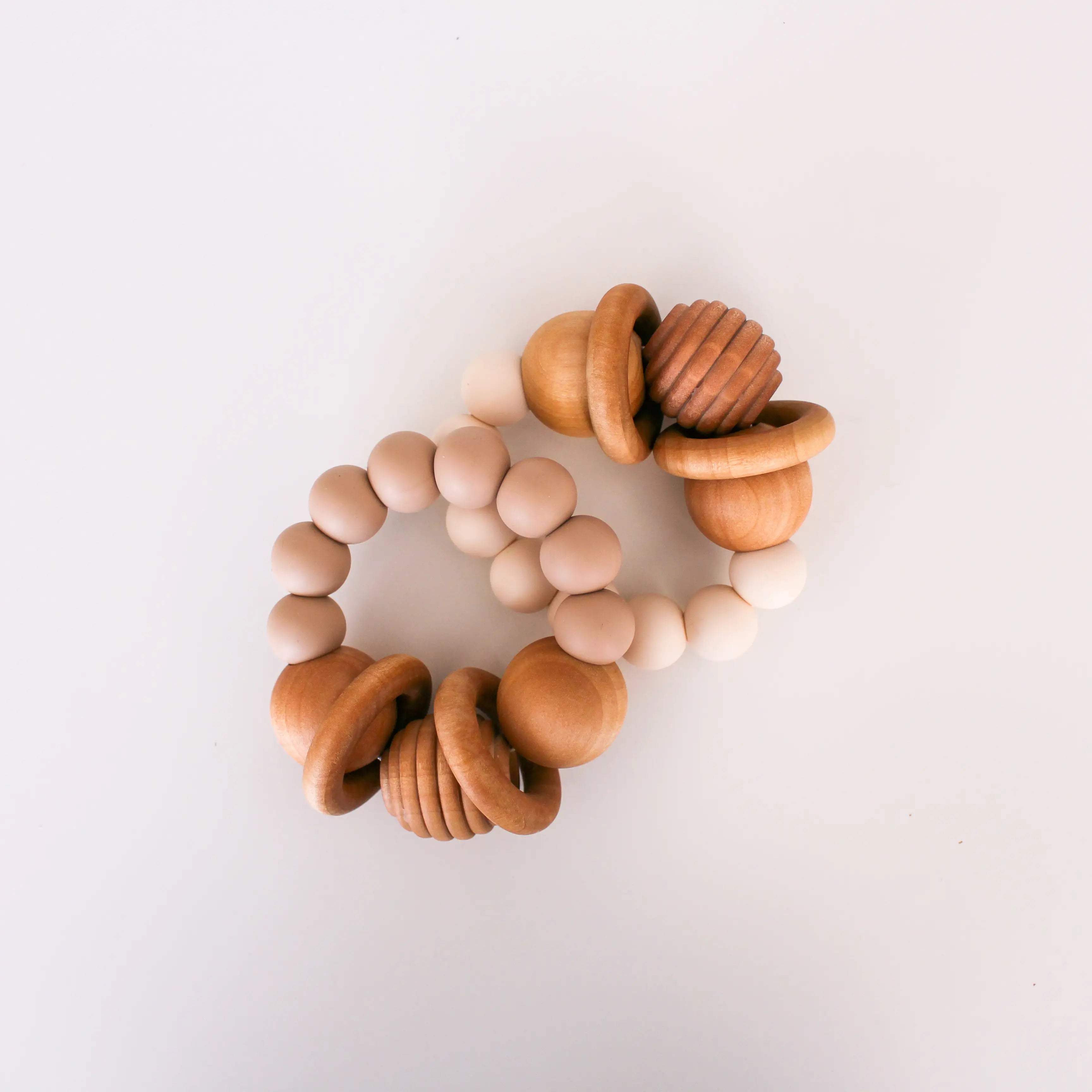 Wood & Silicone Teething Rattle | Market Oatmeal