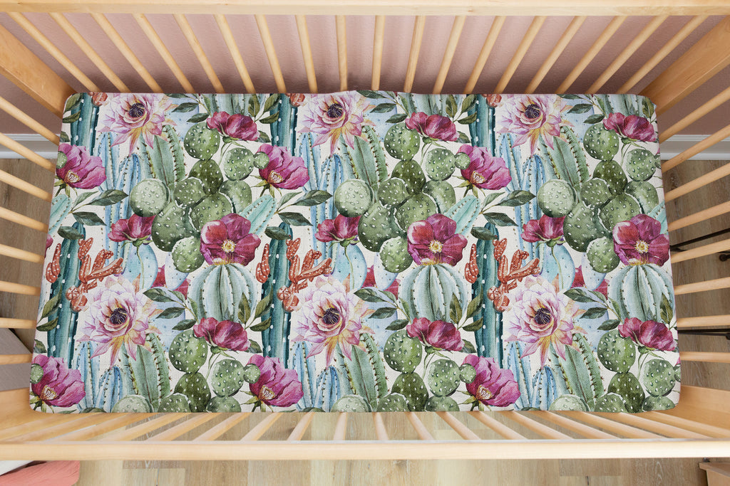 Cactus Blossoms | 100% Organic Cotton Muslin Baby Bedding