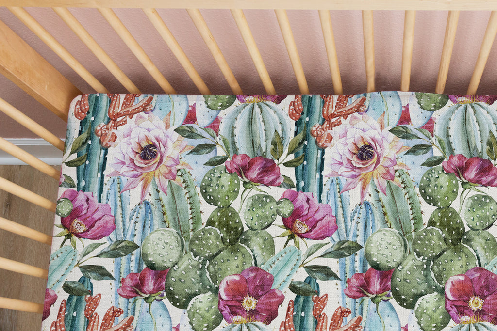 Cactus Blossoms | 100% Organic Cotton Muslin Baby Bedding
