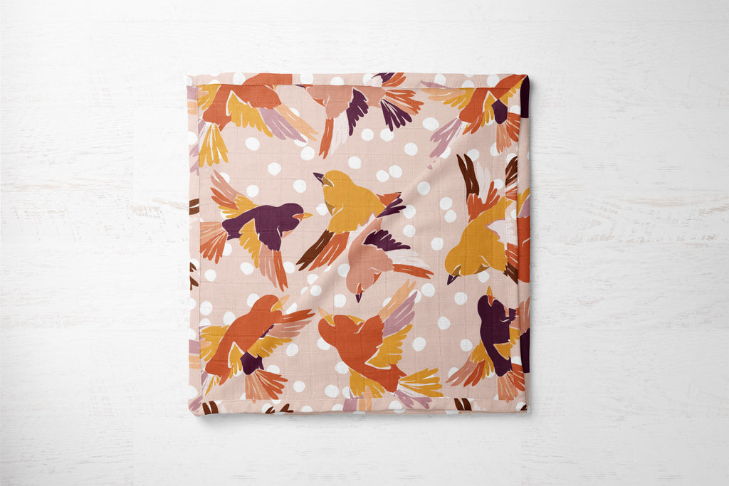 Fly Away Birdies | 100% Organic Cotton Muslin Baby Bedding