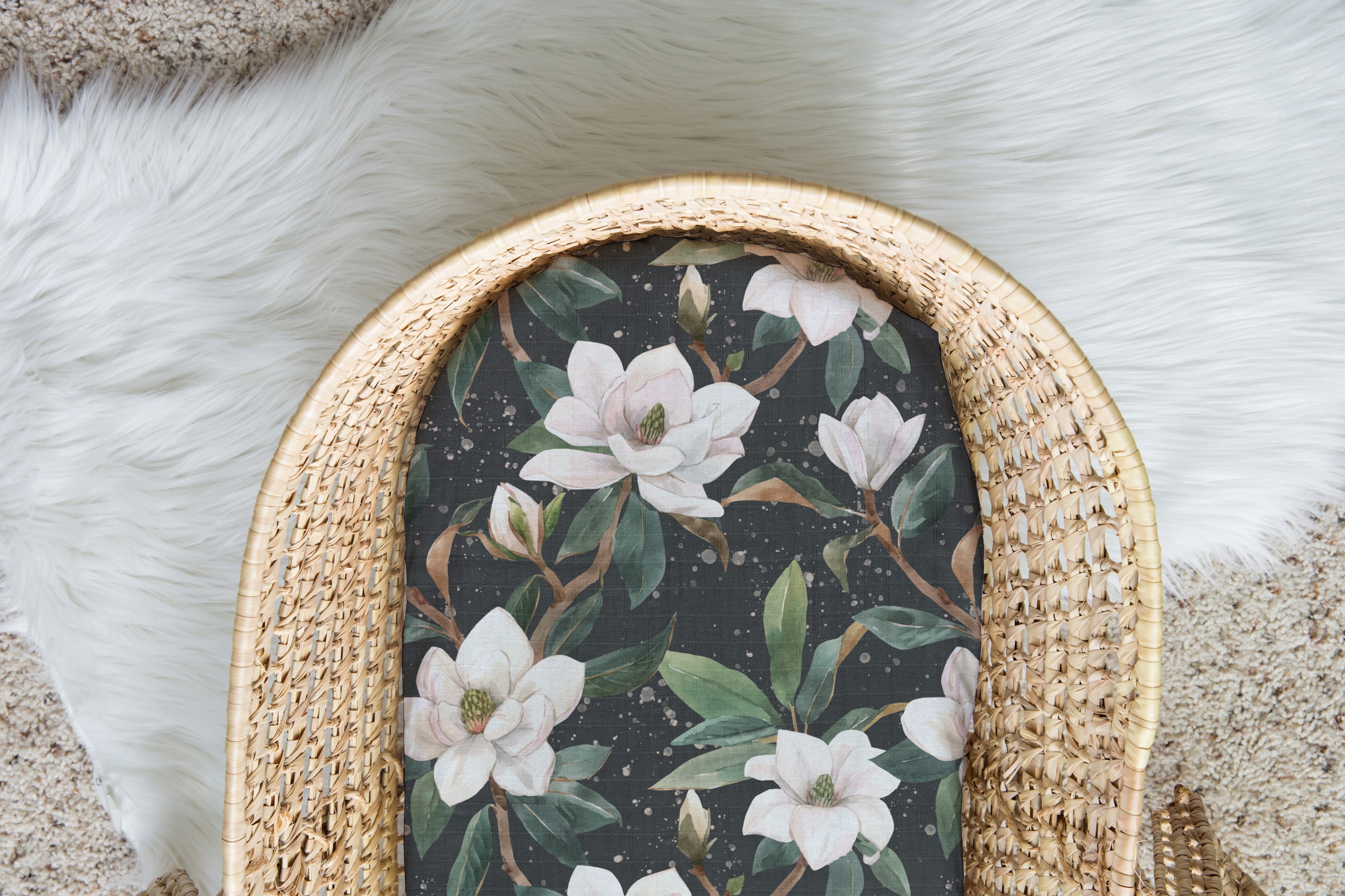 Midnight Magnolia | 100% Organic Cotton Muslin Baby Bedding