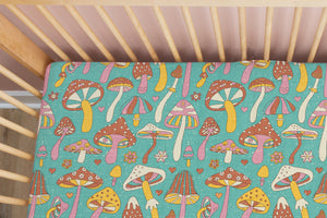 Magical Mushrooms | 100% Organic Cotton Muslin Baby Bedding