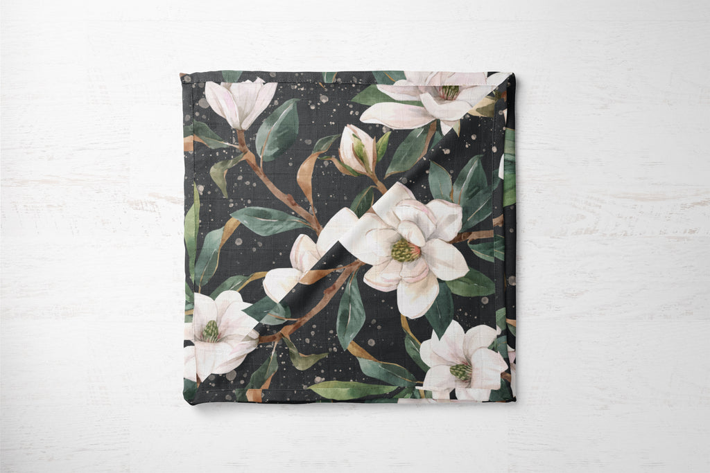 Midnight Magnolia | 100% Organic Cotton Muslin Baby Bedding