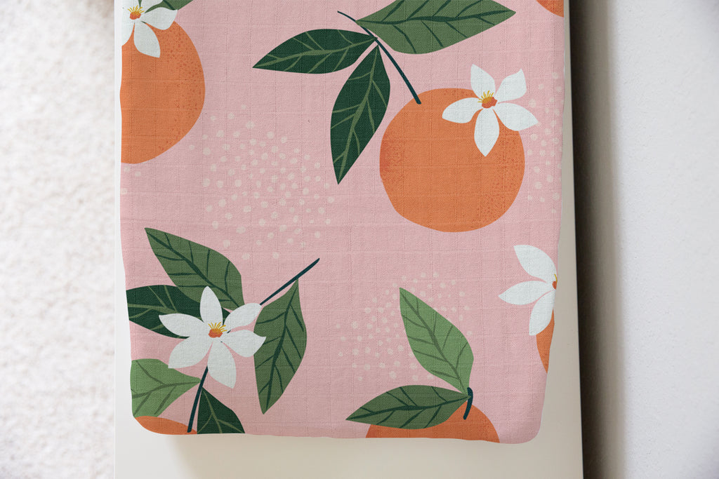 Orange Blossom Flamingo | 100% Organic Cotton Muslin Baby Bedding