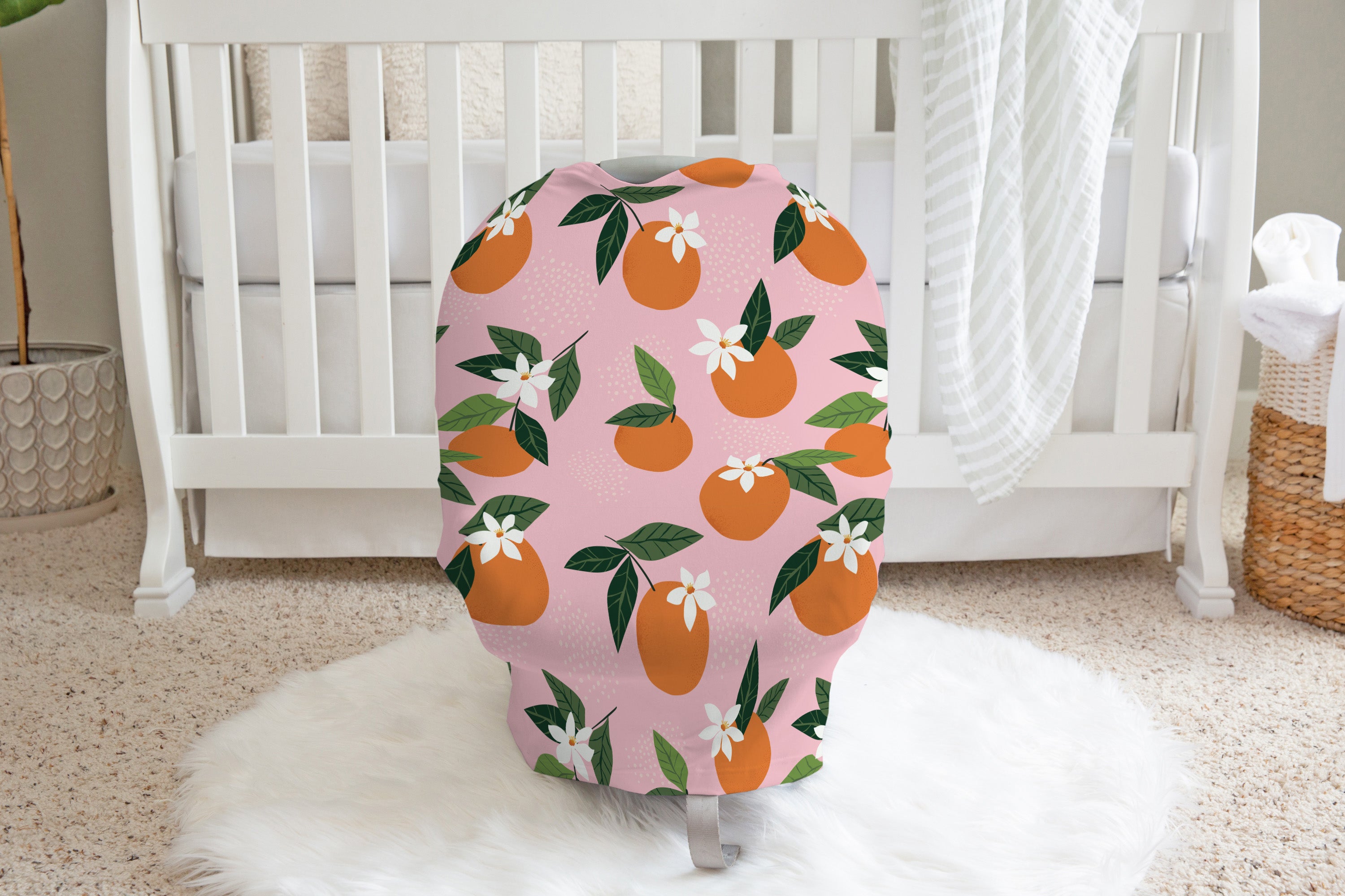 Orange Blossom Flamingo | 100% Organic Cotton Muslin Baby Bedding