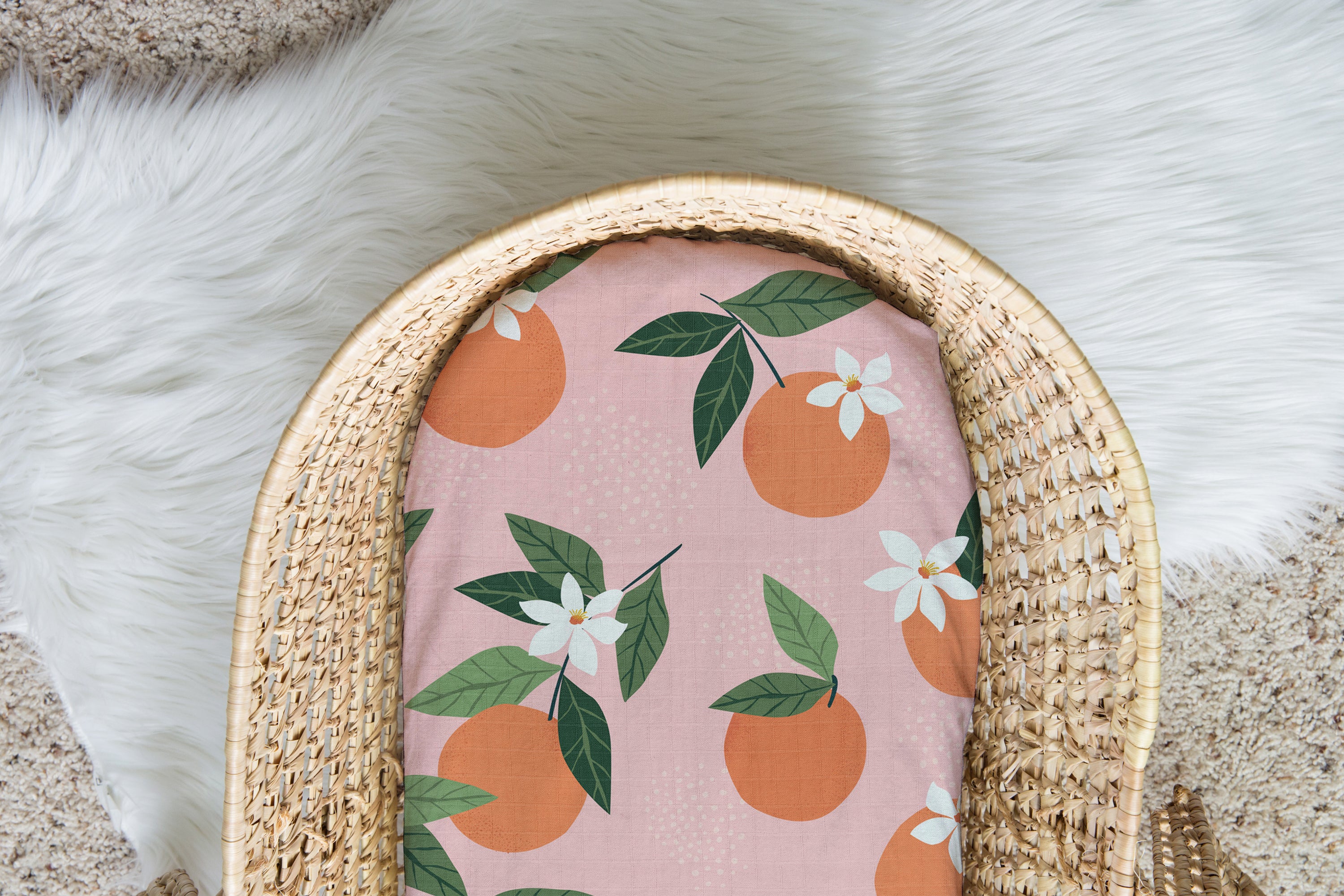 Orange Blossom Flamingo | 100% Organic Cotton Muslin Baby Bedding