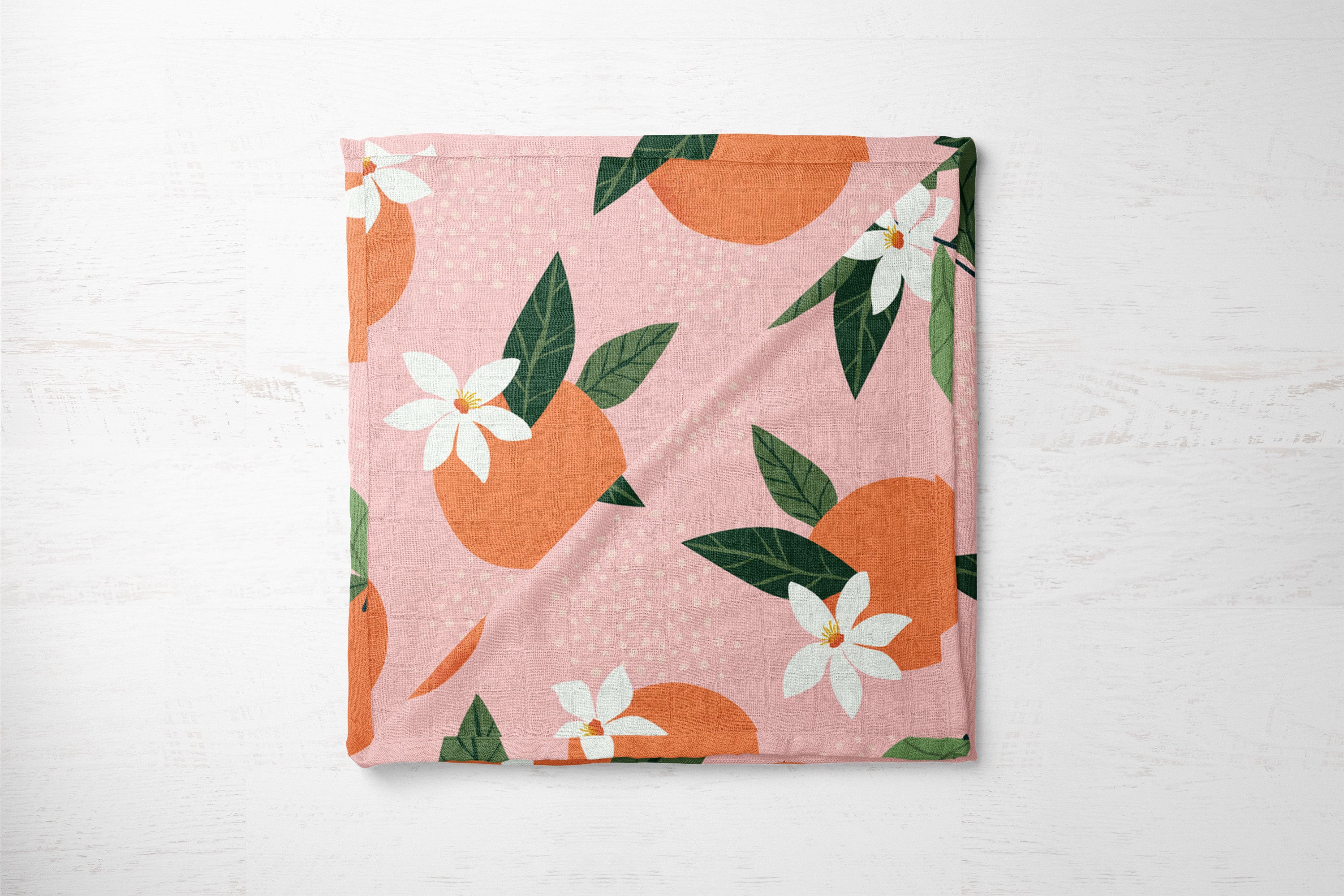 Orange Blossom Flamingo | 100% Organic Cotton Muslin Baby Bedding