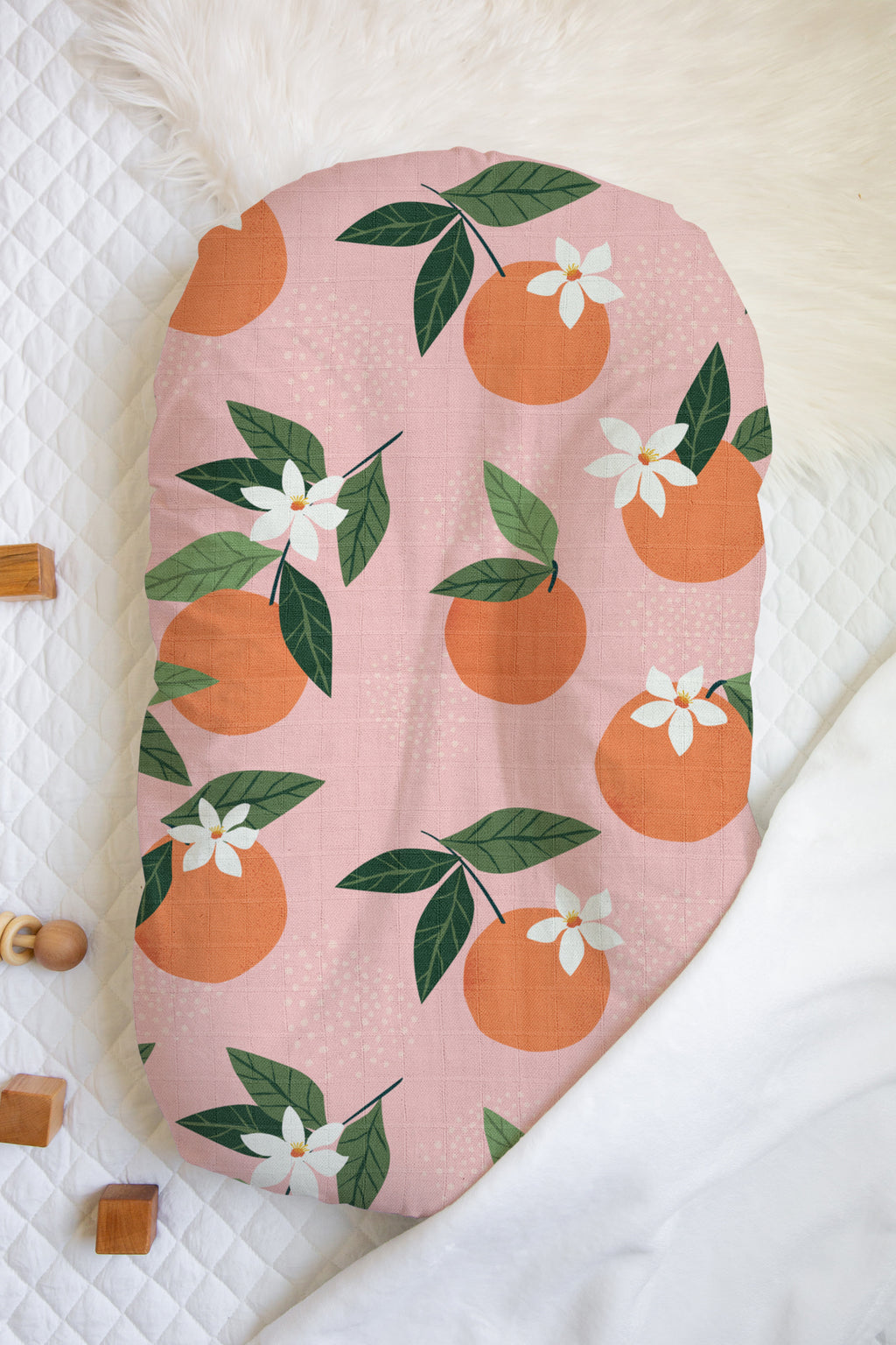 Orange Blossom Flamingo | 100% Organic Cotton Muslin Baby Bedding
