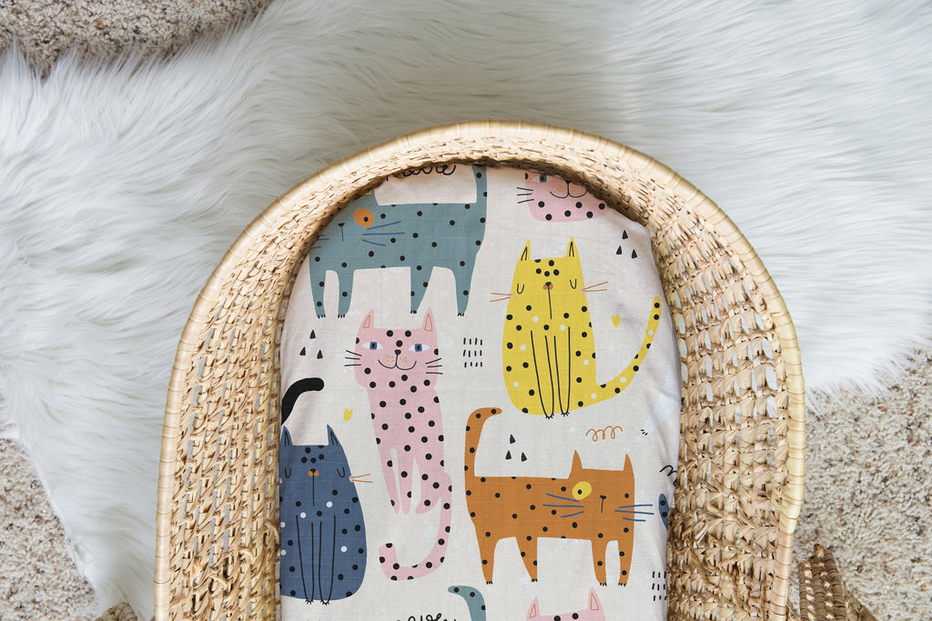 Polka Cat | 100% Organic Cotton Muslin Baby Bedding