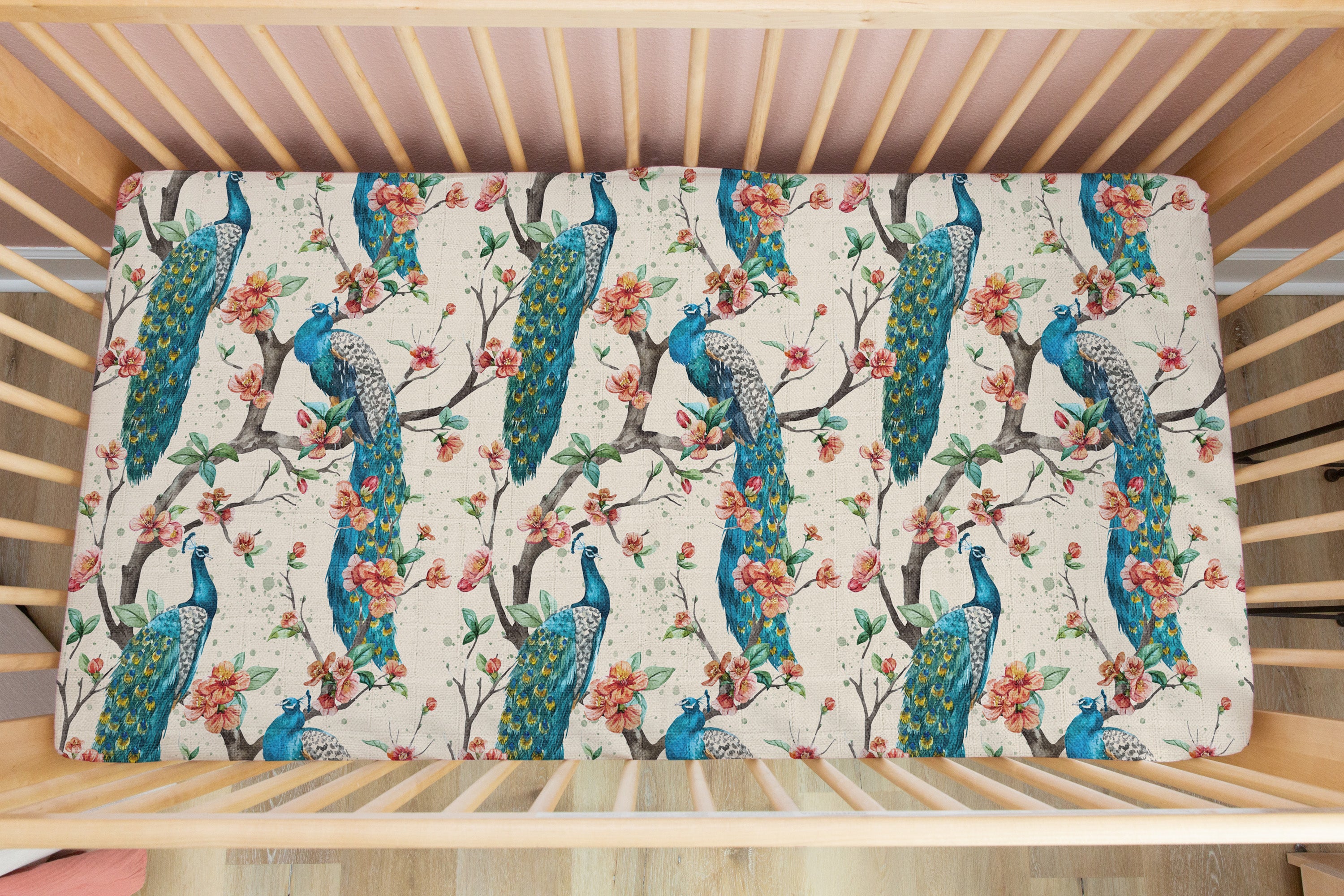 Perching Peacocks | 100% Organic Cotton Muslin Baby Bedding